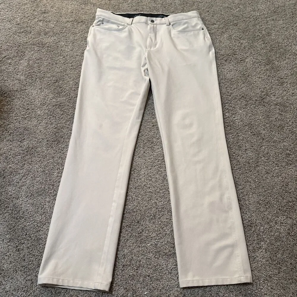 GREG NORMAN Performance Classic Dress Pants Stretch Tan Khaki Golf Career 34x32‎
